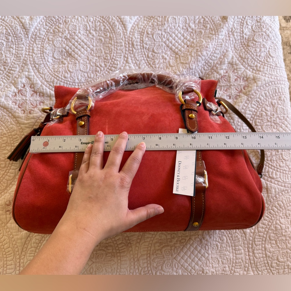 Dooney & Bourke Tomato Red Suede Leather Florentine Satchel - Picture 10 of 12